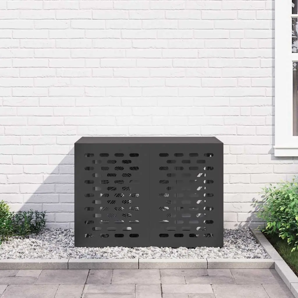 Air Conditioner Cover Protective Weather Shield Rectangular Black Steel 100 x 50 x 70 cm