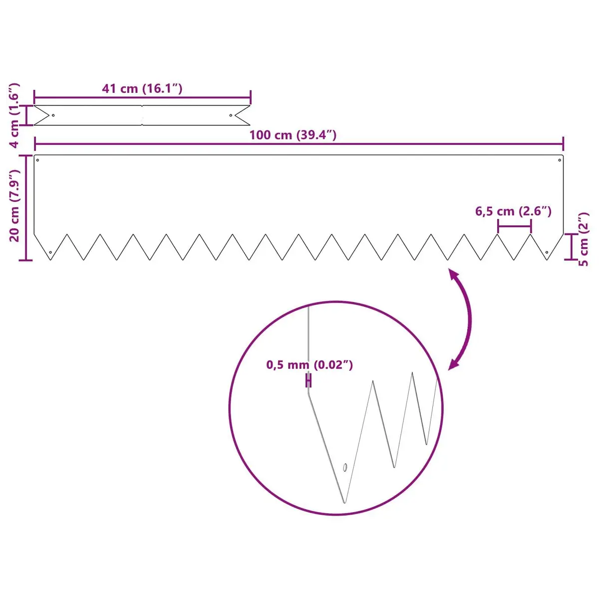 Garden Lawn Edging Weathering Steel Border 100x20cm Rusty Brown