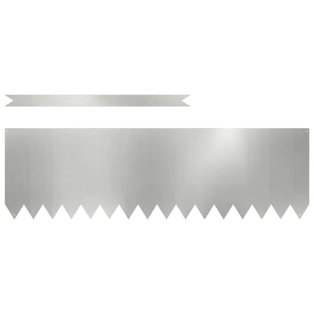 Garden Lawn Edging Steel Border 100cm Galvanised Silver Outdoor Fence