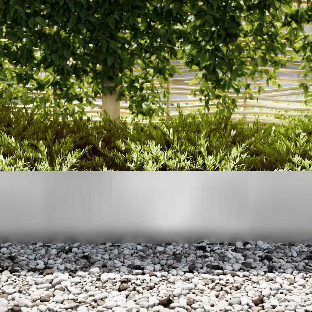 Garden Lawn Edging Steel Border 100cm Galvanised Silver Outdoor Fence