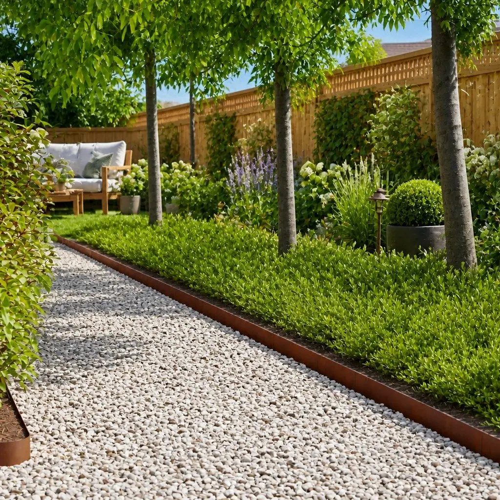 Garden Lawn Edging Weathering Steel Border Landscape Pathway Separator 20 Pieces Brown