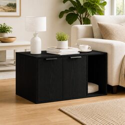 Cat Litter Box Enclosure in Black Oak - Comfortable Design