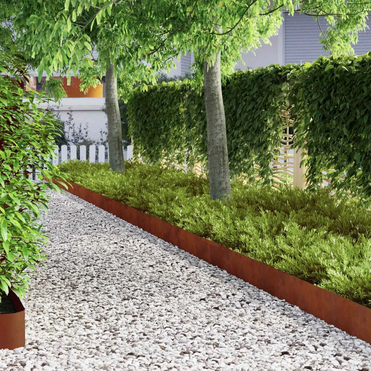 Lawn Edging Garden Border 450cm Weathering Steel Brown Outdoor