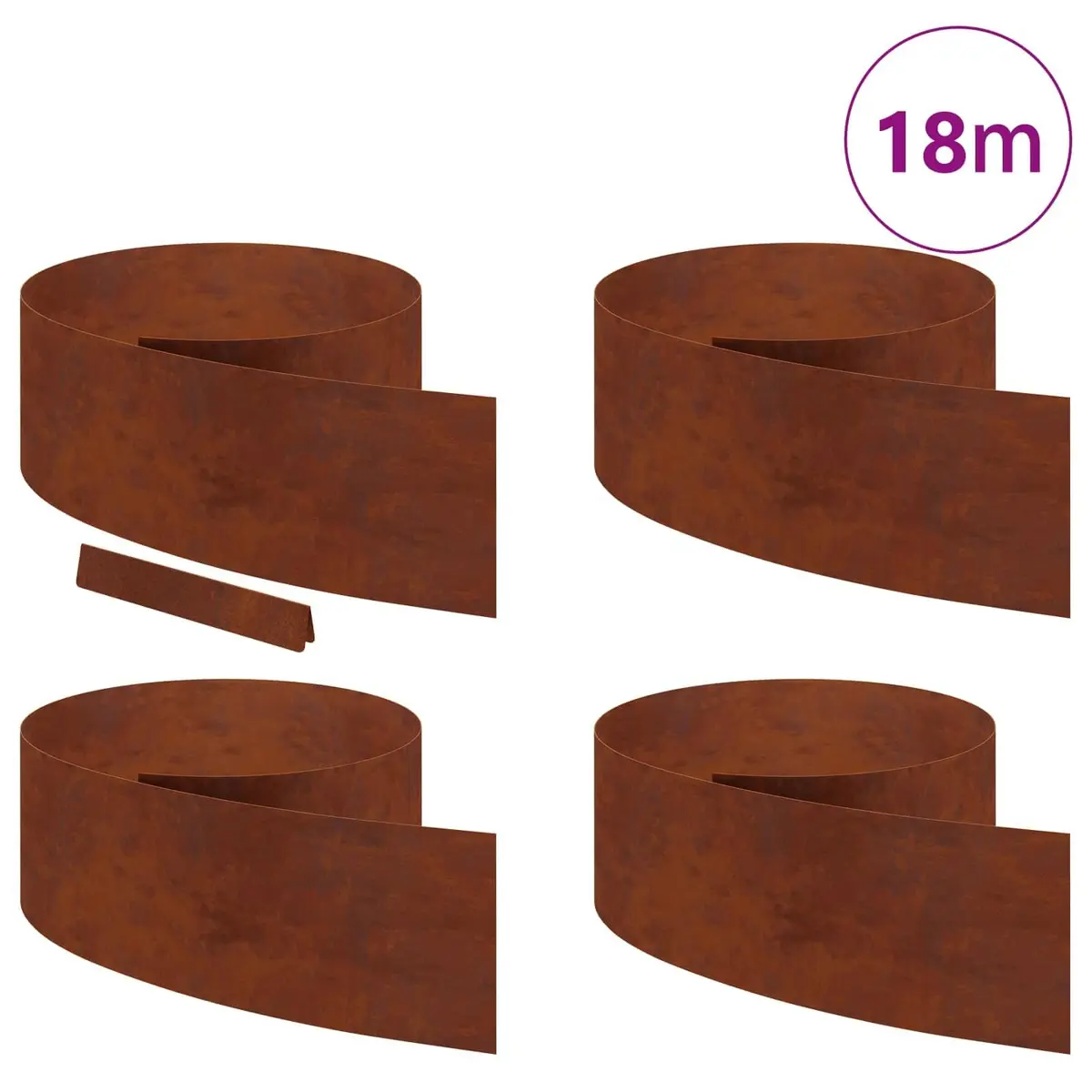 Garden Lawn Edging 4 Piece Weathering Steel Border 450cm Rusty Brown