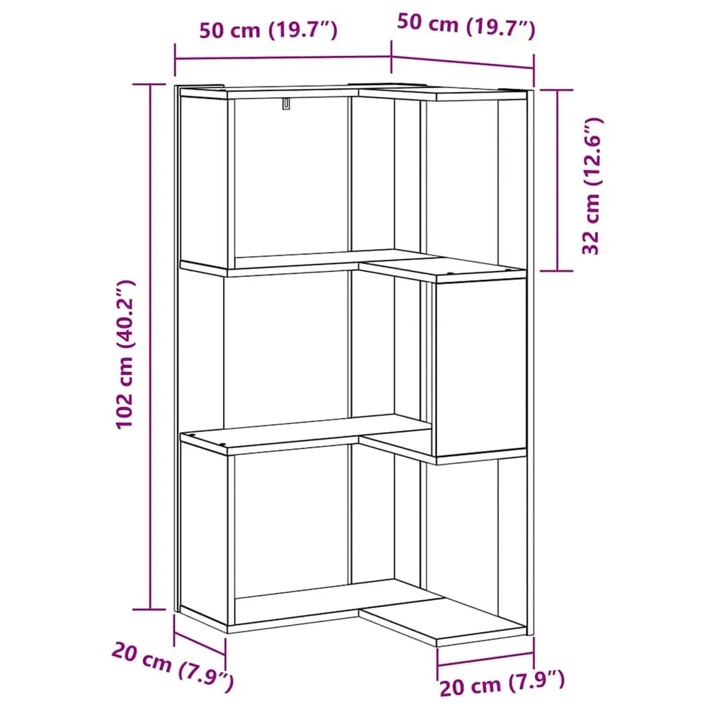 Bookcase Storage Shelving Unit Black Oak 50 x 50 x 102 cm Engineered Wood