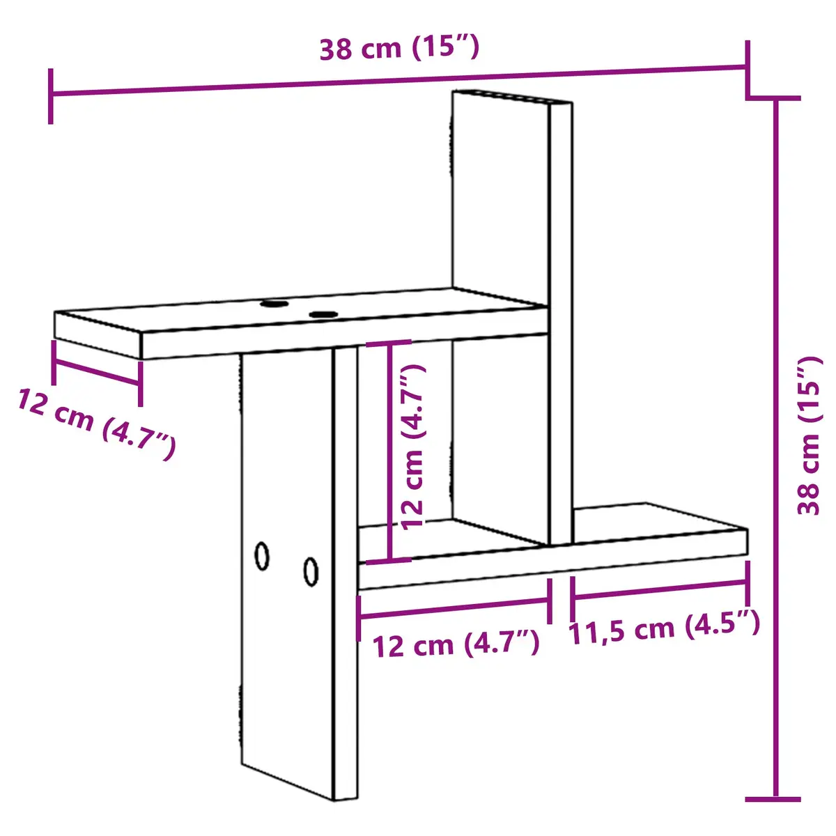 Wall Shelves 2 pcs Black Engineered Wood Floating Storage Display Organiser
