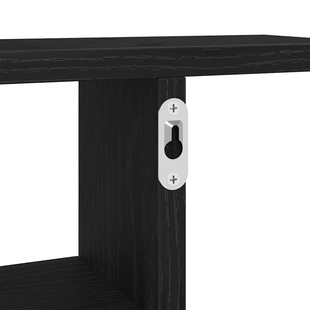 Wall Shelves 2 pcs Black Engineered Wood Floating Storage Display Organiser