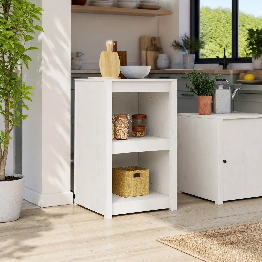 Kitchen Cabinet Storage 55x55x92cm Solid Pine Wood White Minimalist