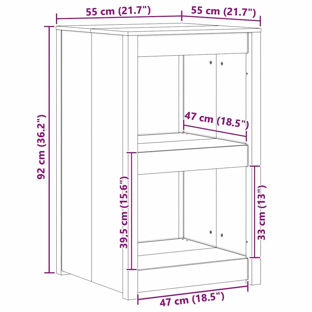Kitchen Cabinet Storage 55x55x92cm Solid Pine Wood White Minimalist