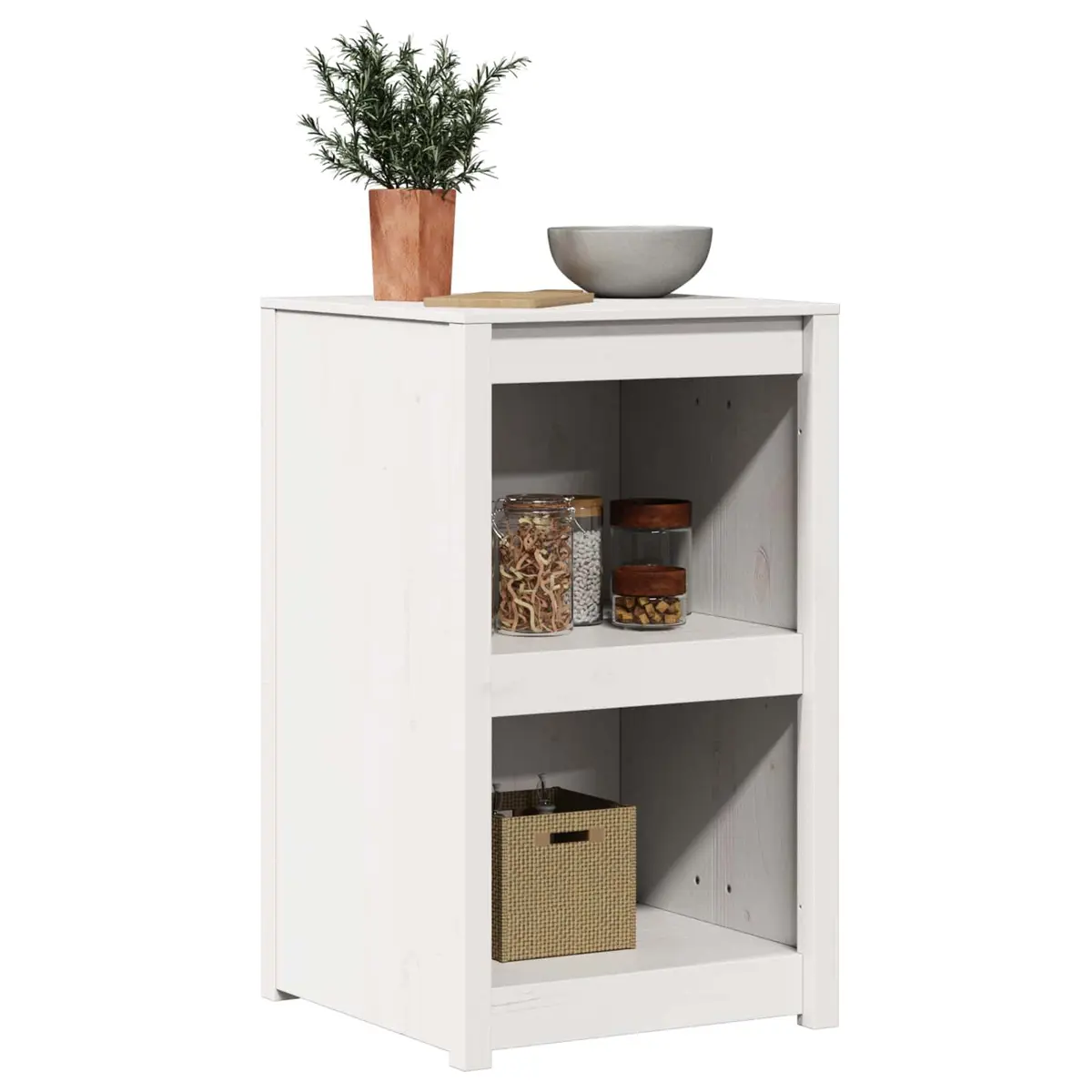 Kitchen Cabinet Storage 55x55x92cm Solid Pine Wood White Minimalist