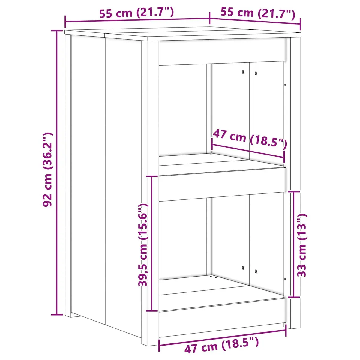 Kitchen Cabinet Storage 55x55x92cm Solid Pine Wood White Minimalist