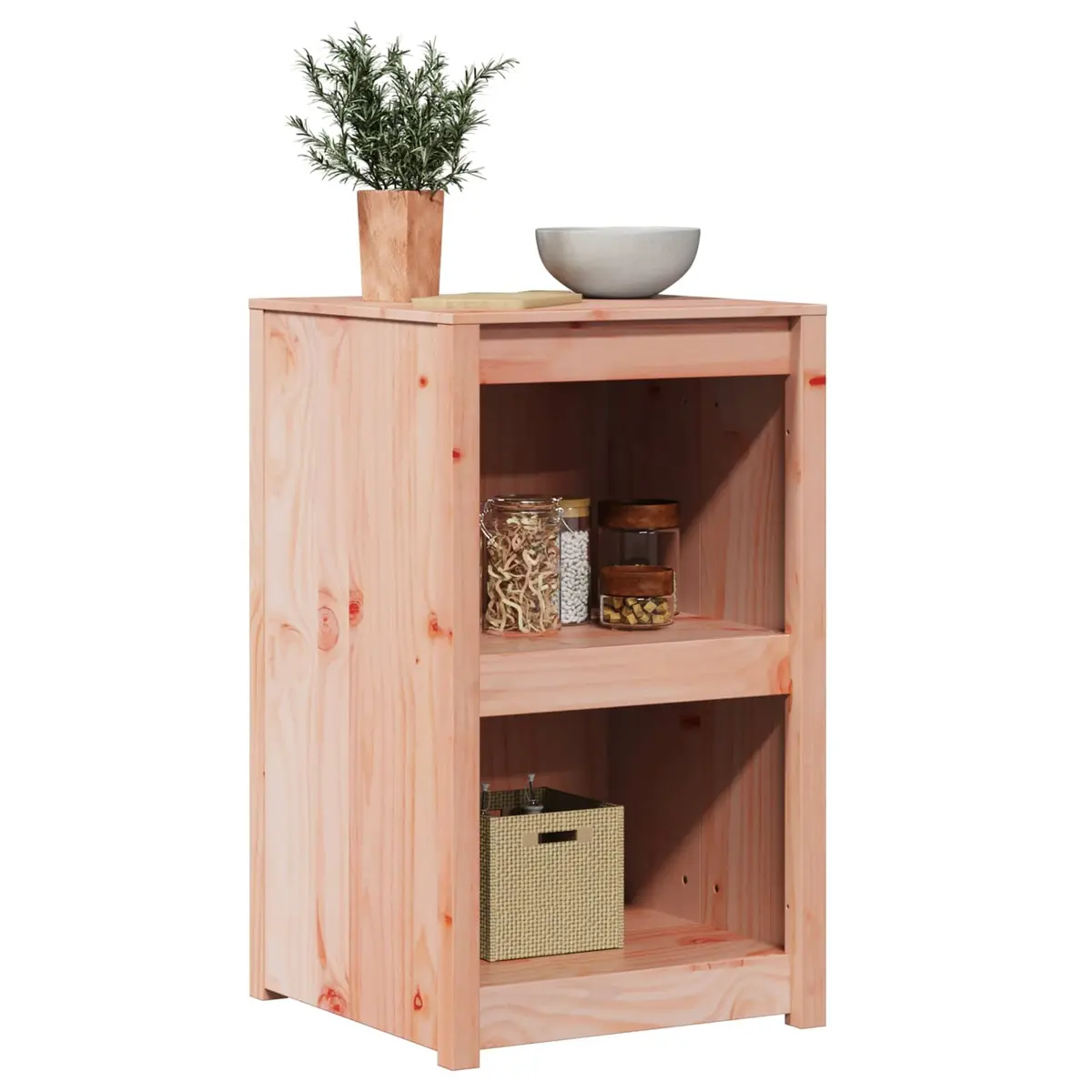 Kitchen Cabinet Storage Furniture Brown Oak Minimalist Design Shelving Unit