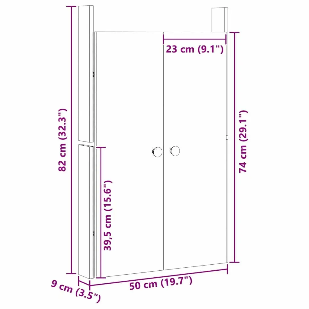 Kitchen Cabinet Door Brown Oak Solid Pine Wood 50 x 82 cm Modern Design Storage