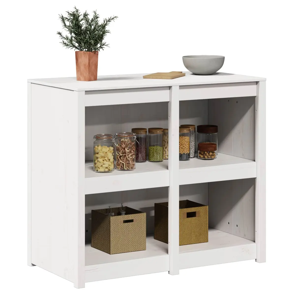 Kitchen Cabinet with Shelf Warm White Modern Storage Unit 106 x 55 x 92 cm
