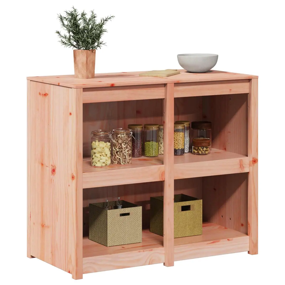 Kitchen Cabinet Brown Oak Storage Cupboard Furniture 106cm Wide Modern Design