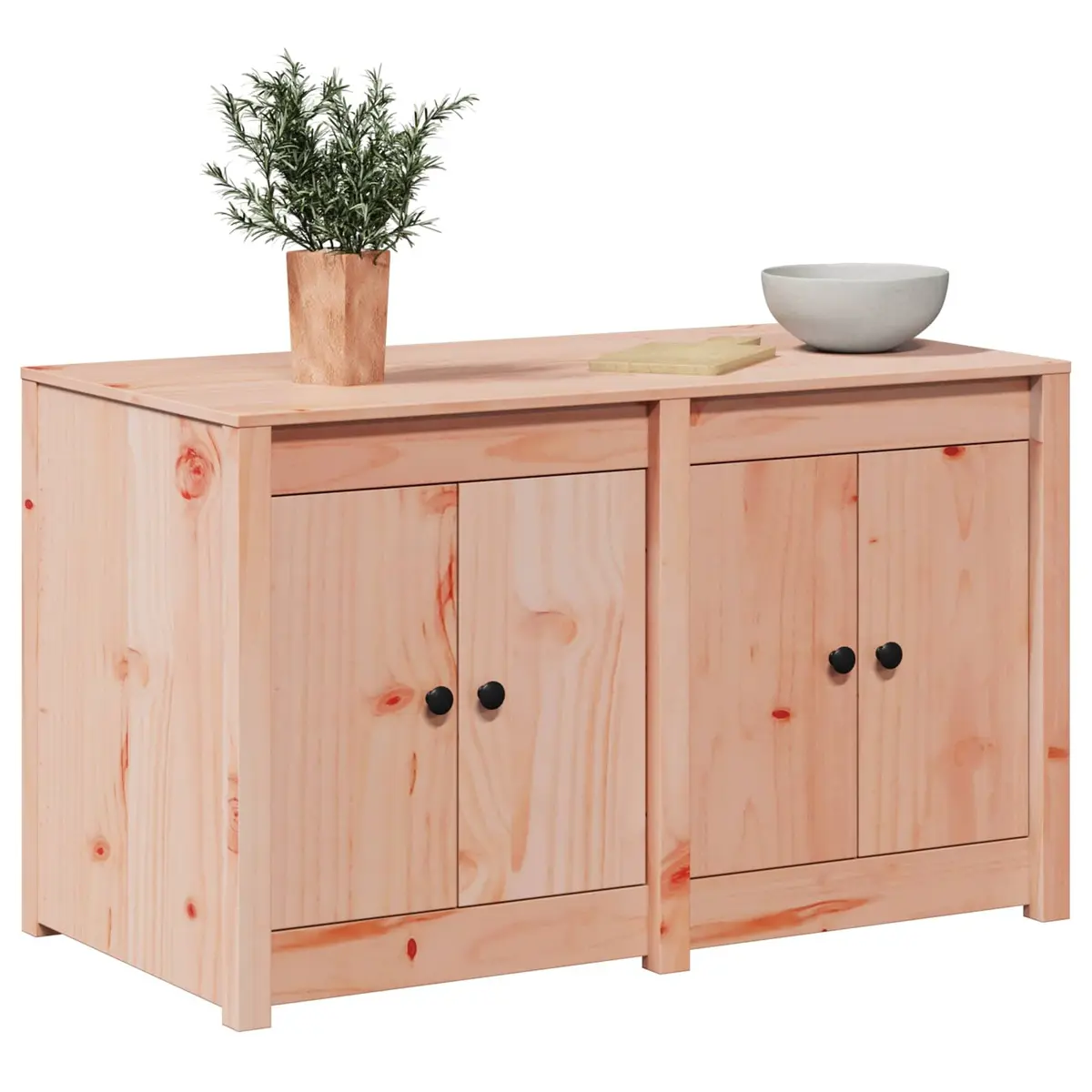 Kitchen Cabinet Storage Unit Modern Brown Oak Solid Pine 106x55x64 cm