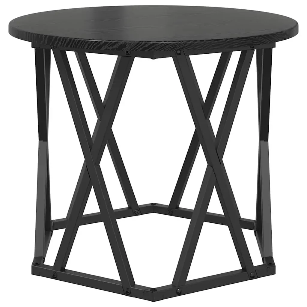 Side Table Round Black Modern Living Room Accent Coffee Table Set of 2