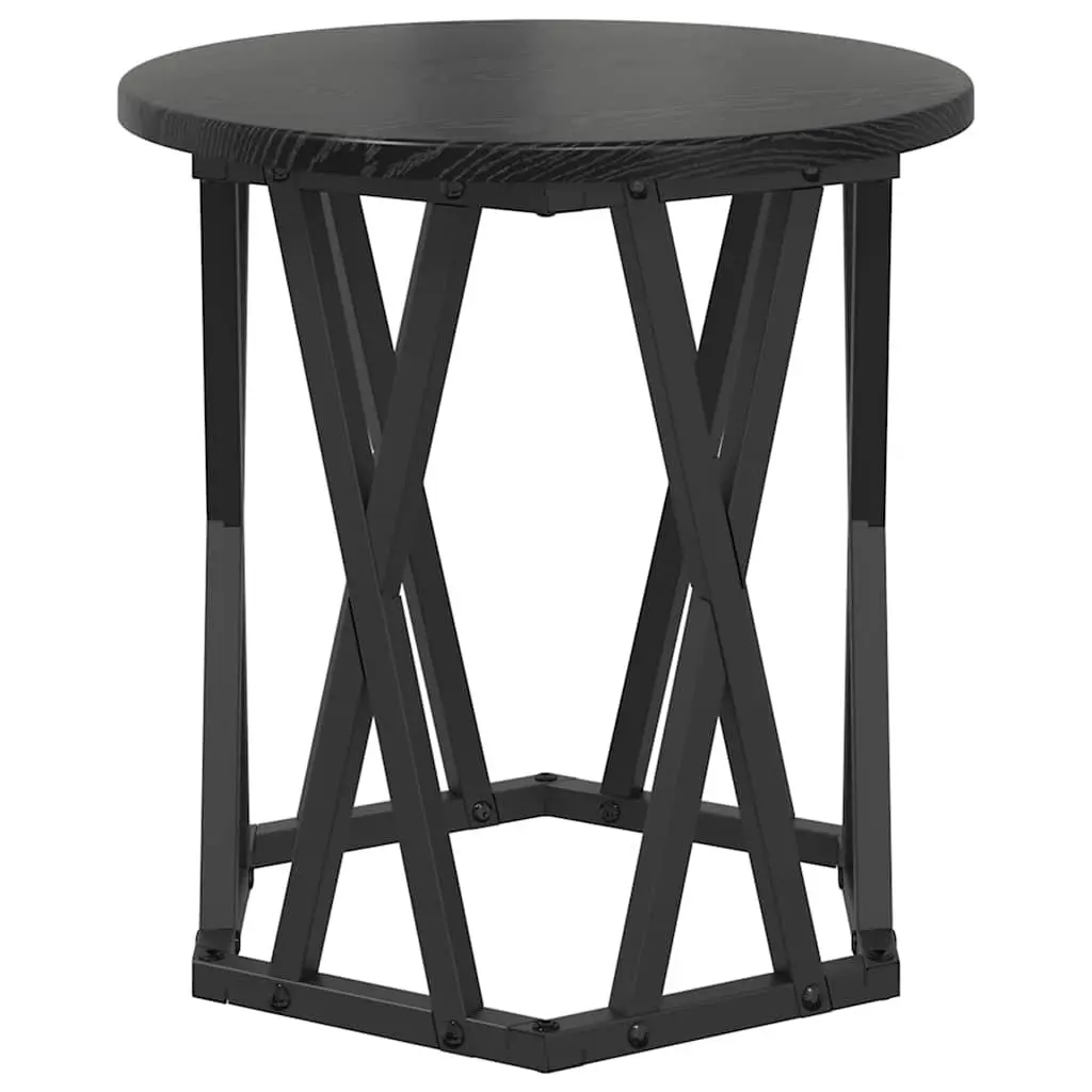 Side Table Round Black Modern Living Room Accent Coffee Table Set of 2