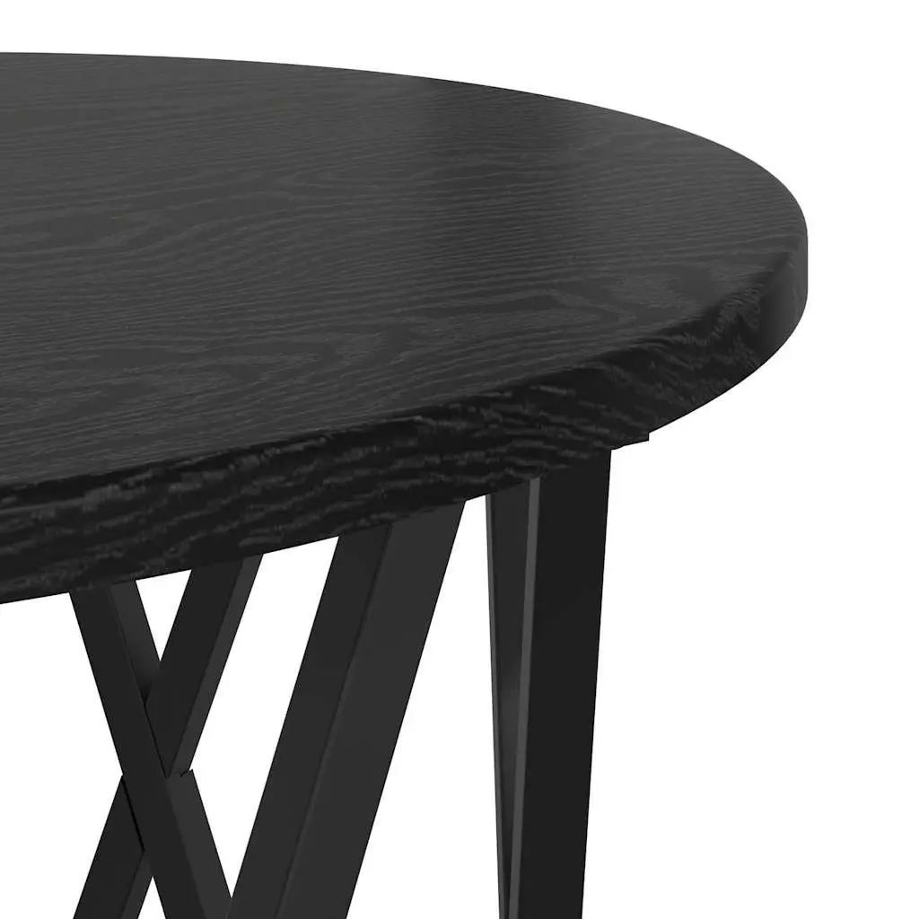 Side Table Round Black Modern Living Room Accent Coffee Table Set of 2