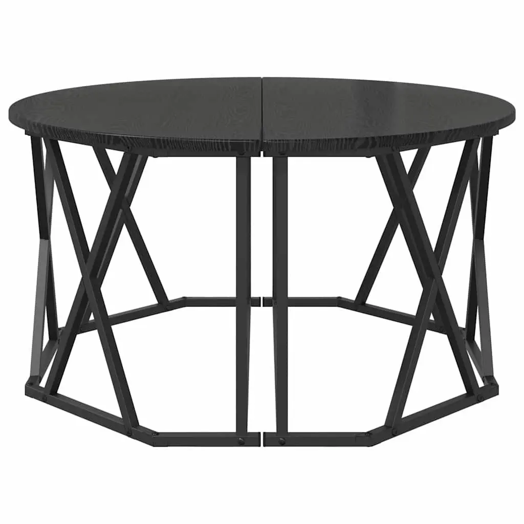 Round Coffee Table Black 80x80x42cm Living Room Accent Furniture Modern Design