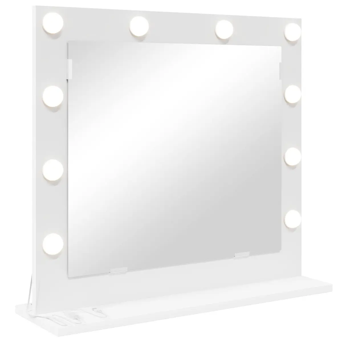LED Vanity Mirror Makeup 60x55x18cm White Glass Engineered Wood