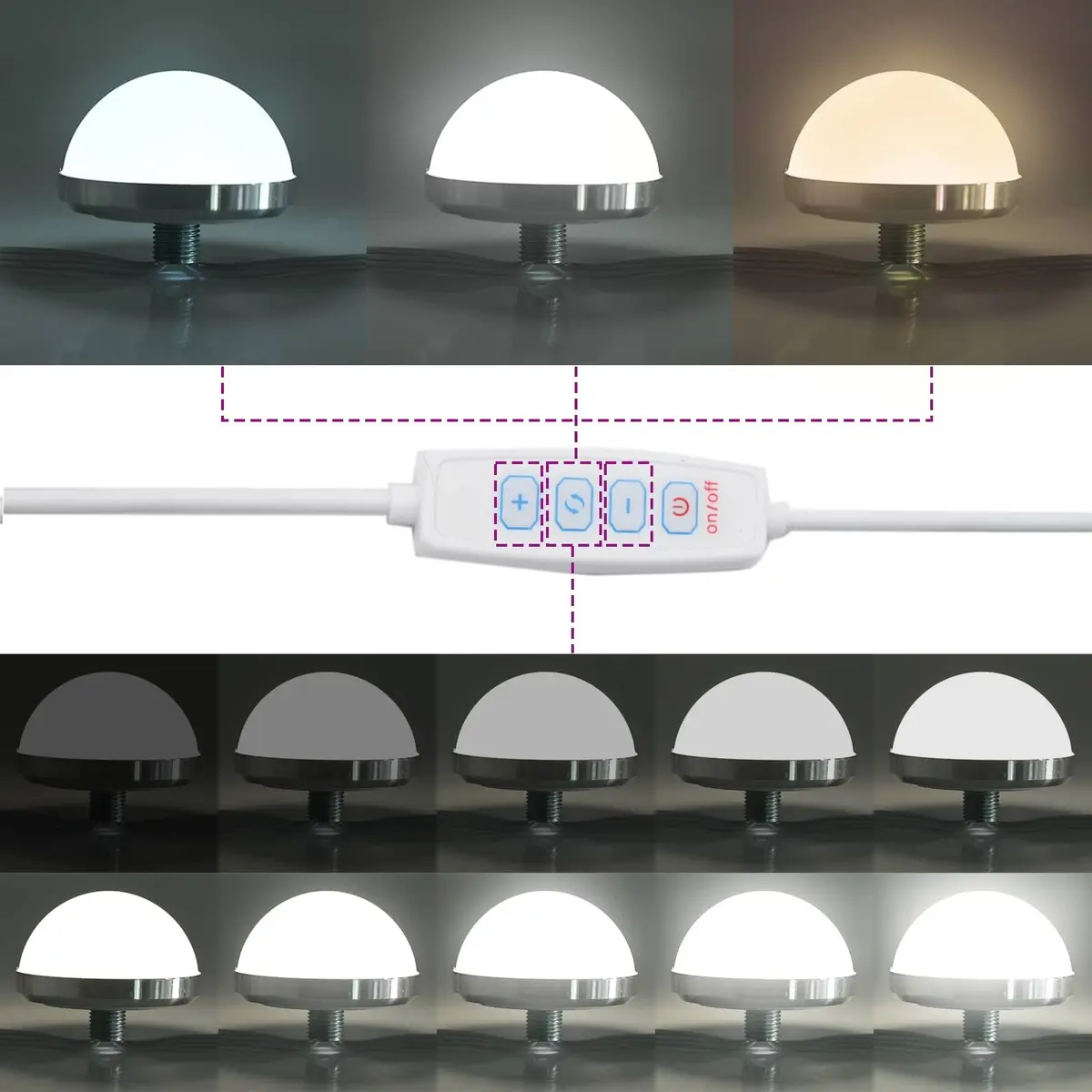 LED Vanity Mirror Makeup 60x55x18cm White Glass Engineered Wood