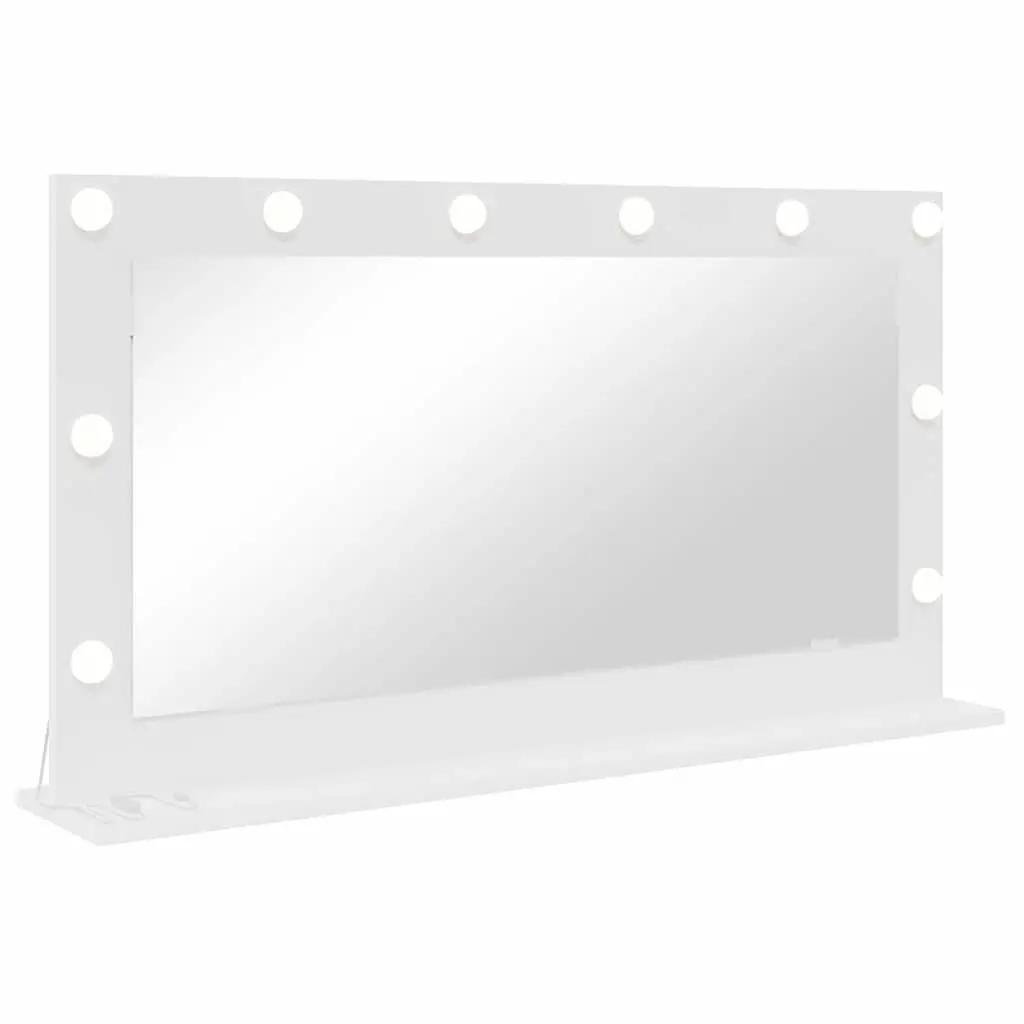 LED Vanity Mirror Integrated Lighting 100 x 55 cm White Glass Engineered Wood