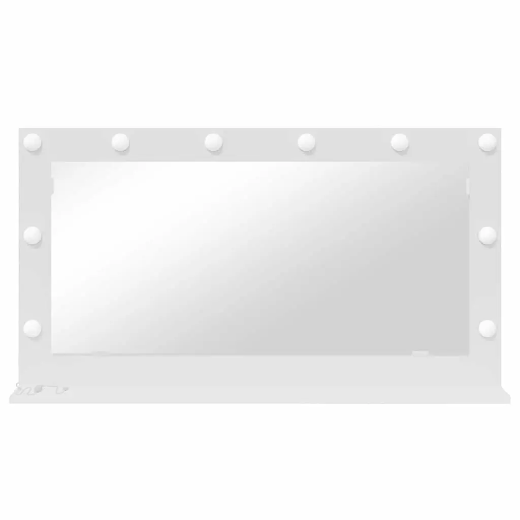 LED Vanity Mirror Integrated Lighting 100 x 55 cm White Glass Engineered Wood