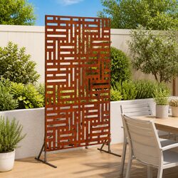 Garden Privacy Screen 100x50x180cm Steel Cut-Out Design Outdoor Fence Panel