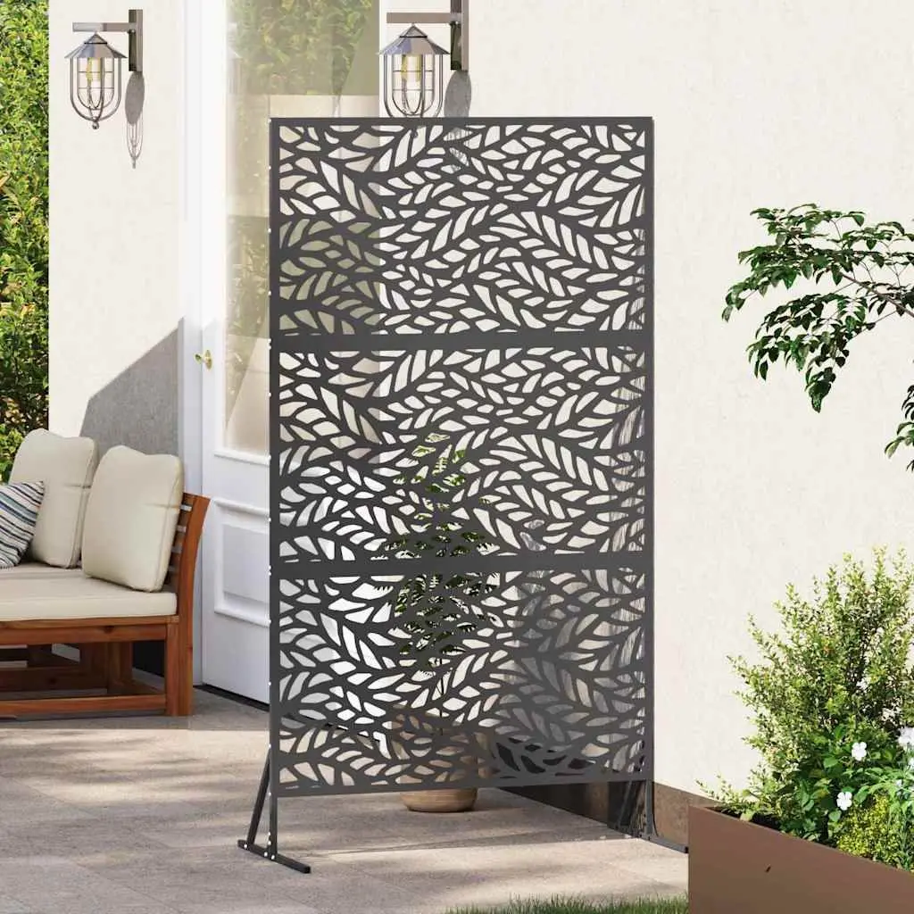Garden Privacy Screen Steel Outdoor Patio Barrier Panel 100 x 50 x 180 cm Black