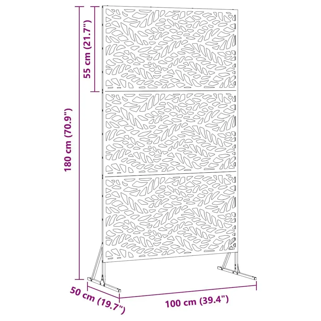Garden Privacy Screen Steel Outdoor Patio Barrier Panel 100 x 50 x 180 cm Black