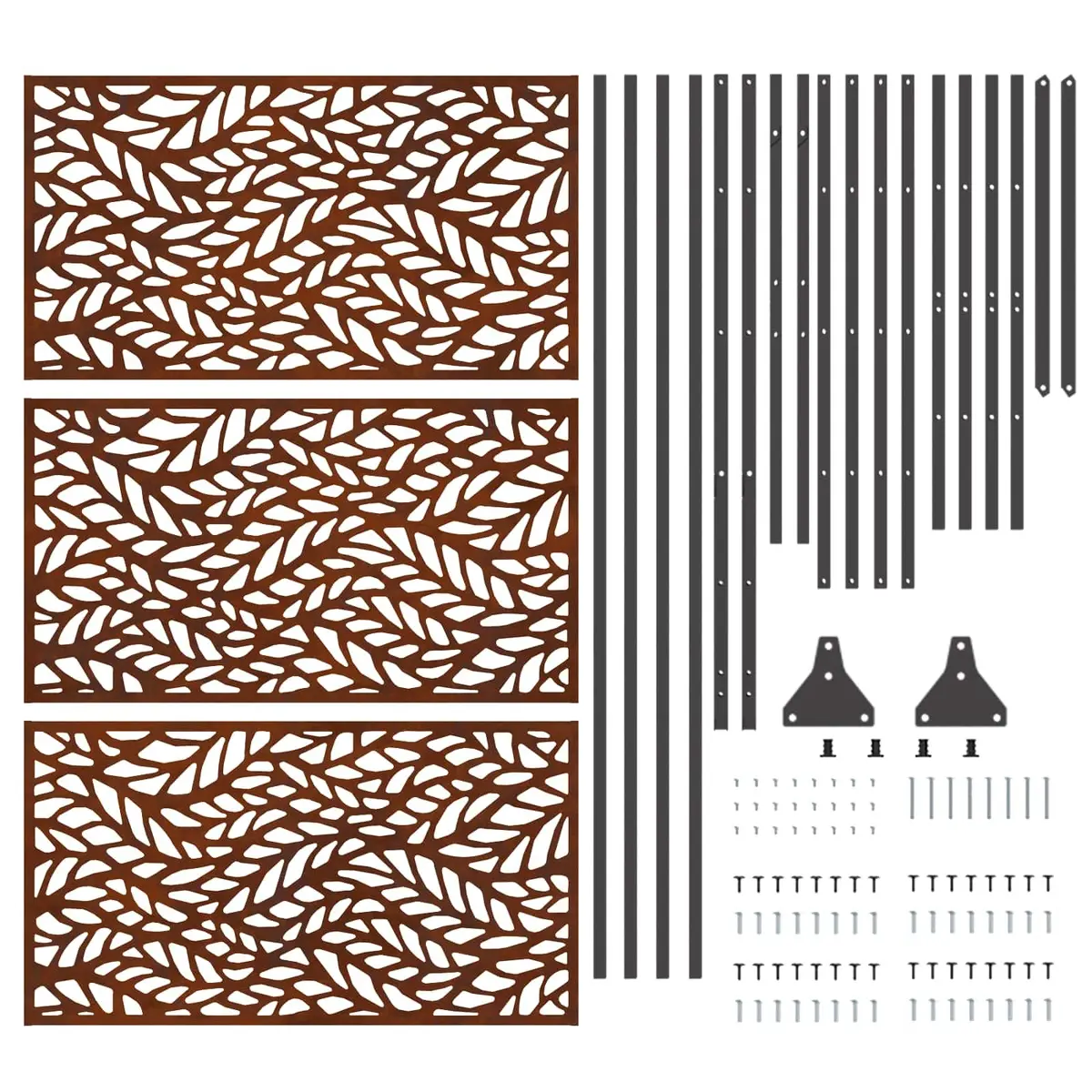 Garden Privacy Screen 100x50x180cm Steel Weathered Rusty Cut-Out Design Outdoor