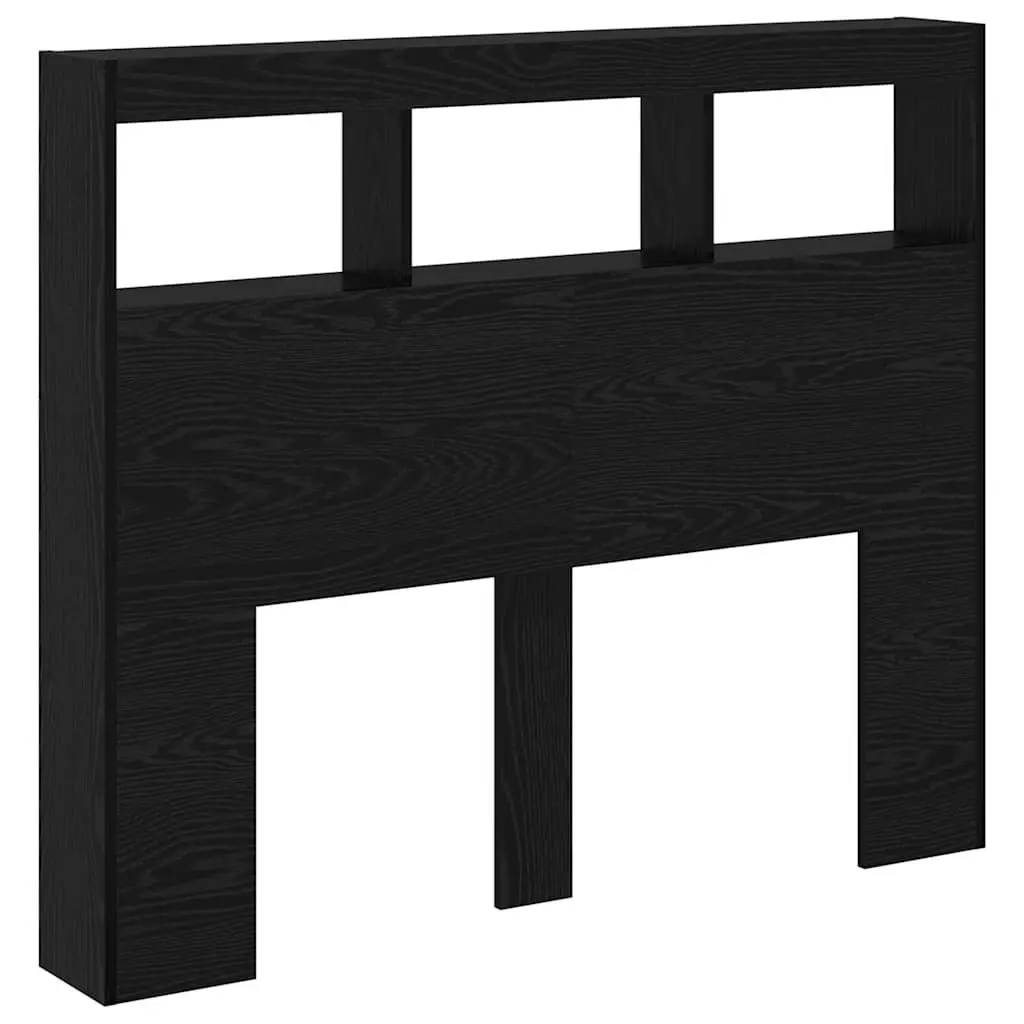 Modern Headboard Black Oak Engineered Wood with LED Light USB 120cm Bedroom