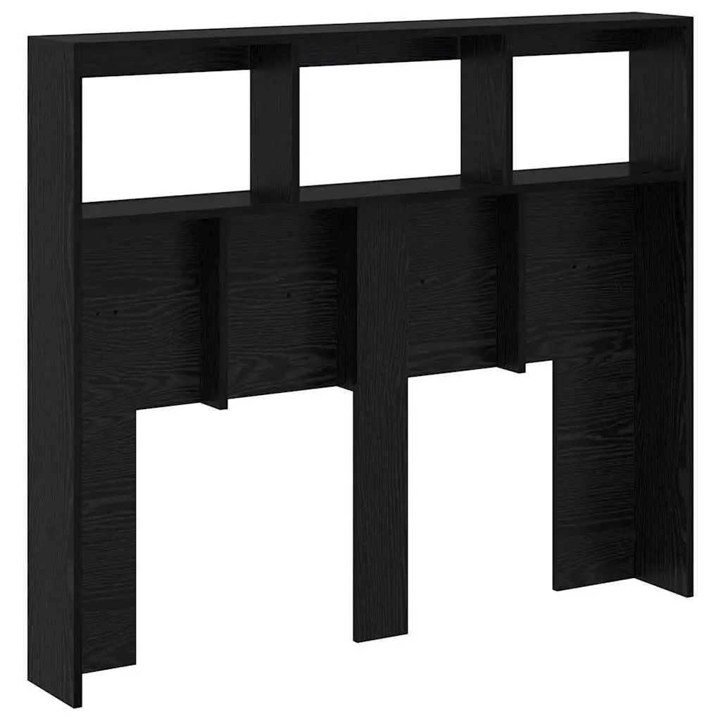 Modern Headboard Black Oak Engineered Wood with LED Light USB 120cm Bedroom