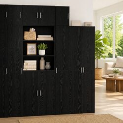 Warm and Practical Black Oak Storage Solution