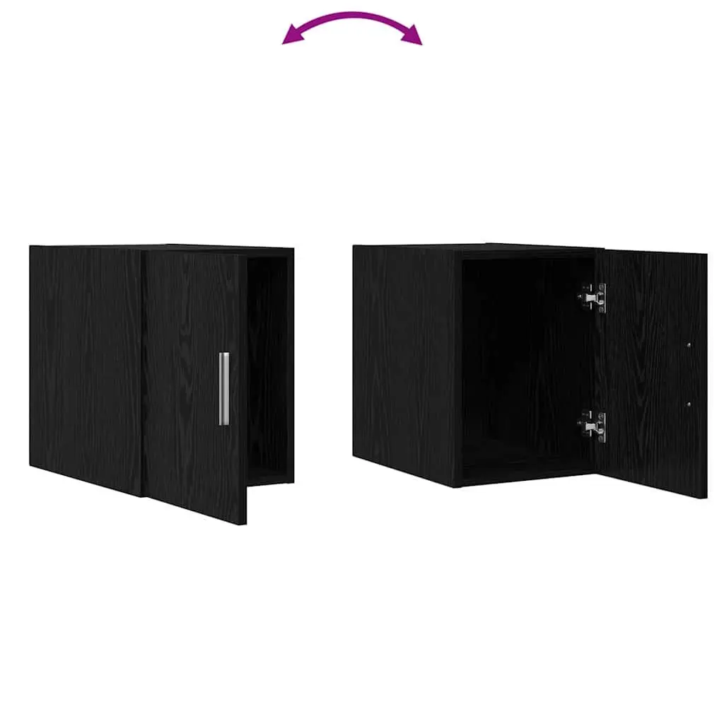 Wall-Mounted Cabinet Black Oak Storage Furniture Living Room Dining Area Display