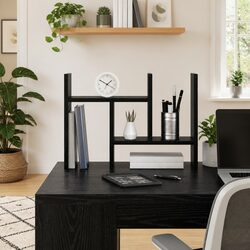 Reliable Black Oak Desk Organiser for Efficient Storage