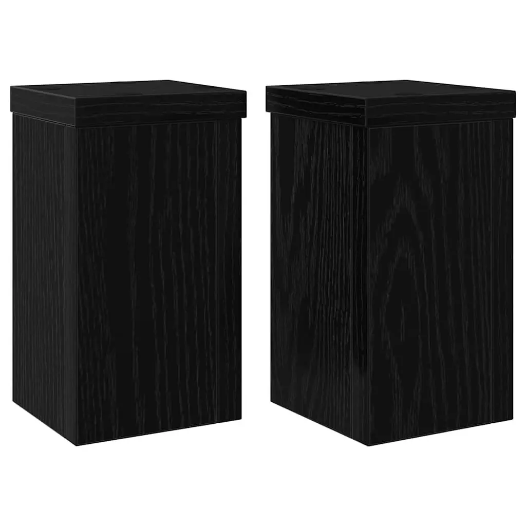 Plant Stand Set 2 pcs Indoor Outdoor Display Black Engineered Wood