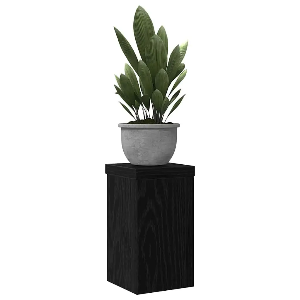 Plant Stand Set 2 pcs Indoor Outdoor Display Black Engineered Wood