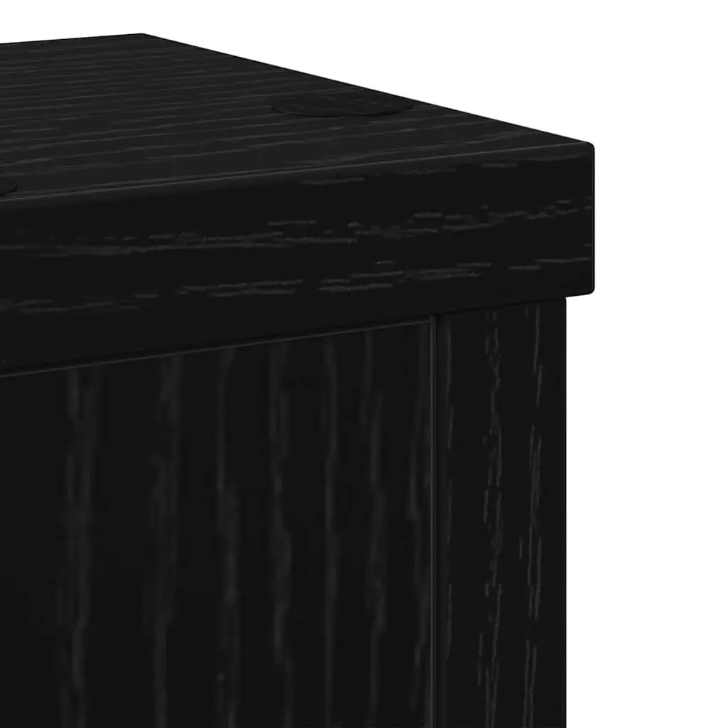 Plant Stand Set 2 pcs Indoor Outdoor Display Black Engineered Wood