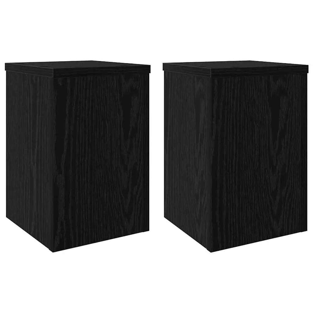 Plant Stand 2 pcs Indoor Outdoor Display 20x20x30cm Black Engineered Wood