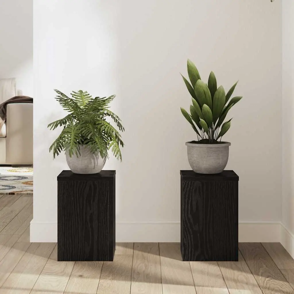 Plant Stand 2 pcs Indoor Outdoor Display 20x20x30cm Black Engineered Wood