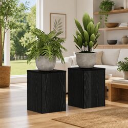 Reliable Black Oak Plant Stands – 2 pcs for Display
