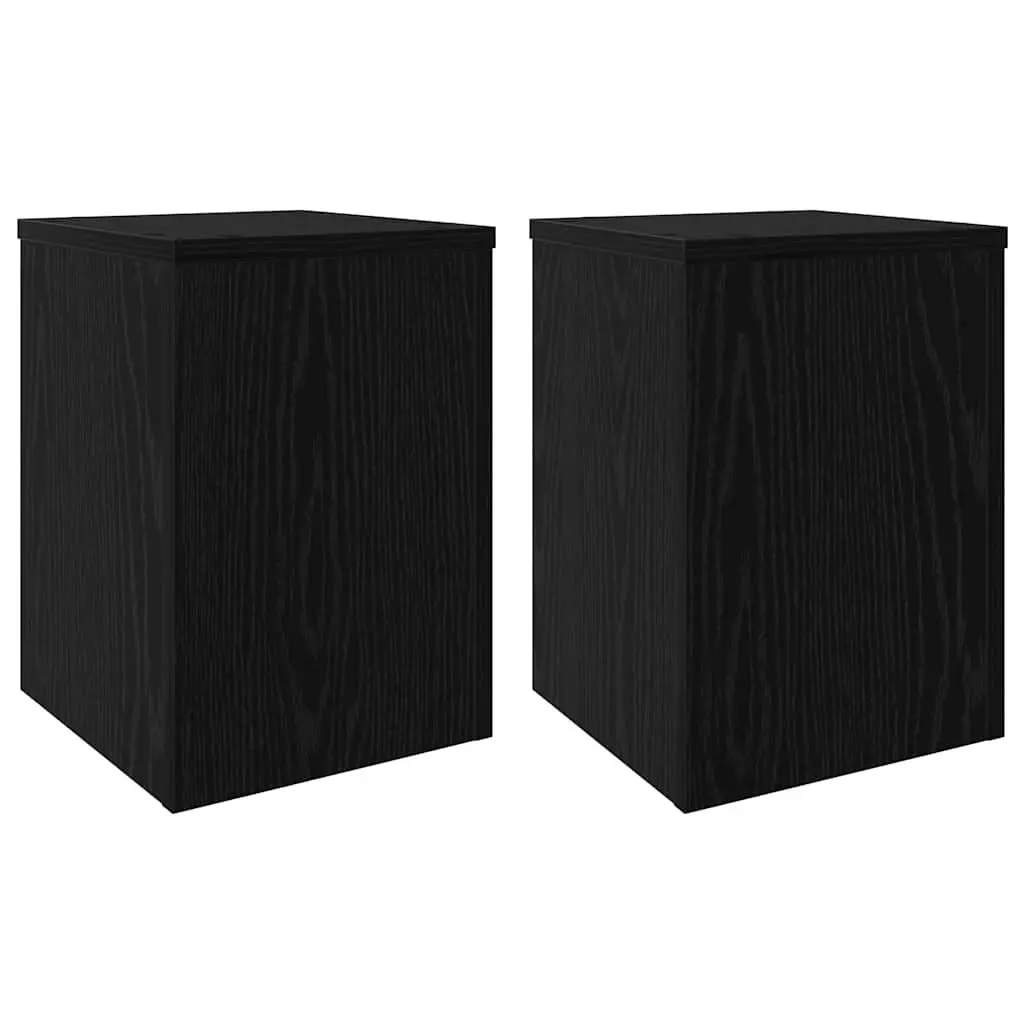 Plant Stand 2 pcs Indoor Outdoor Garden Display 25 x 25 x 35 cm Black Oak