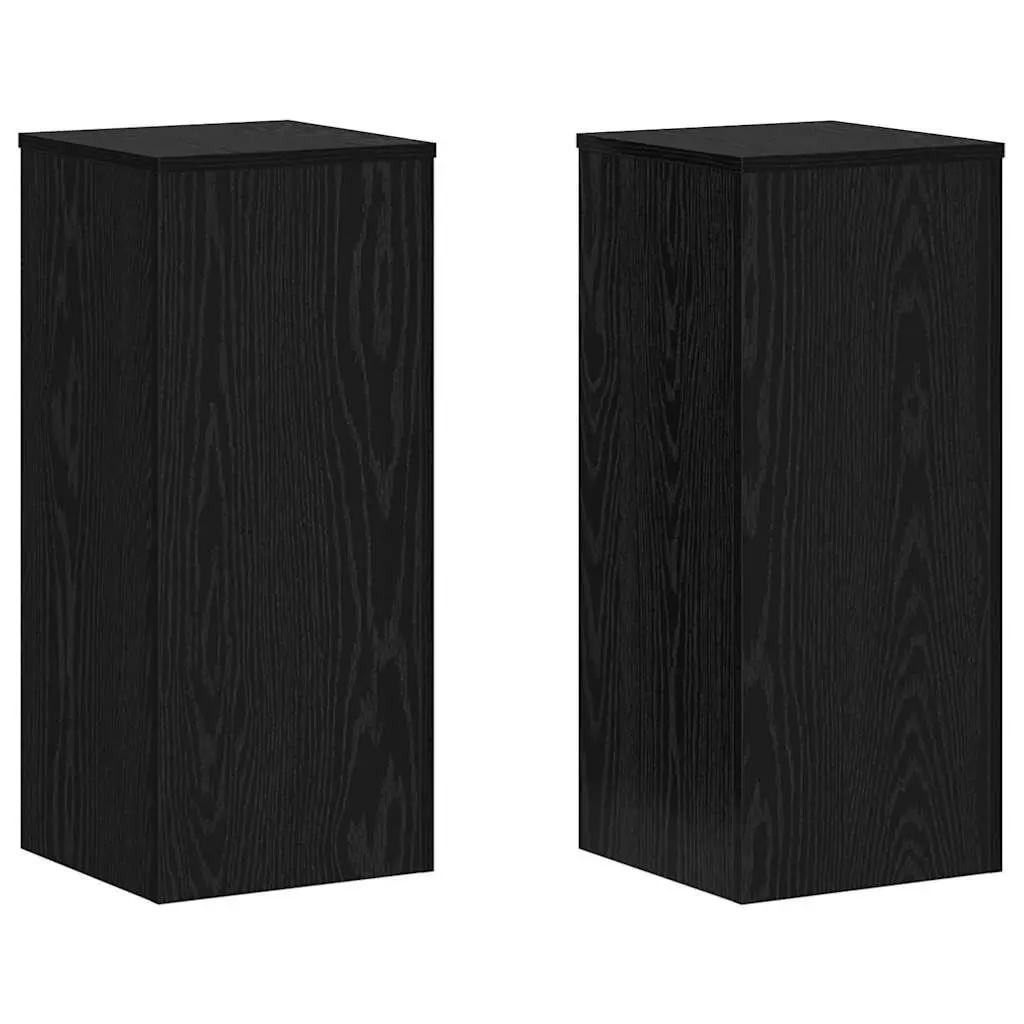 Plant Stand 2 Pieces Indoor Outdoor Display 30x30x70cm Black Oak Engineered Wood