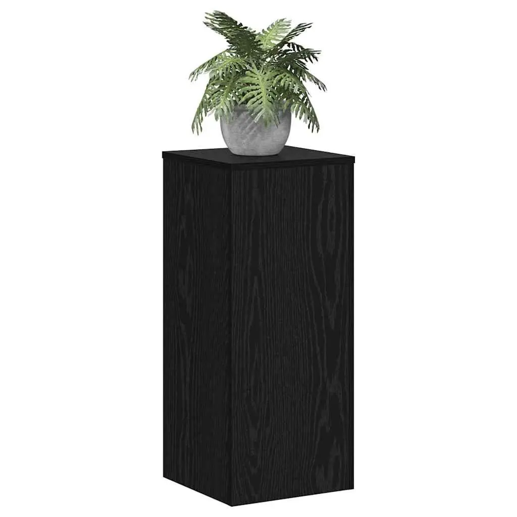Plant Stand 2 Pieces Indoor Outdoor Display 30x30x70cm Black Oak Engineered Wood