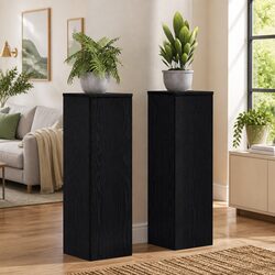 Quality Black Oak Plant Stands, 25 x 25 x 80 cm Set of 2