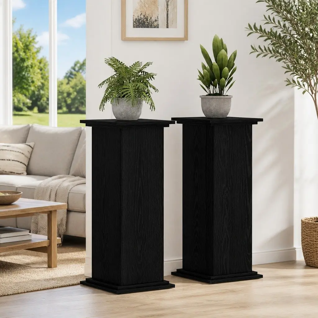 Plant Stand Black Oak 33x33x80cm Modern Engineered Wood Indoor Outdoor Display
