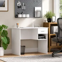 Reliable White Writing Desk with Storage Solutions