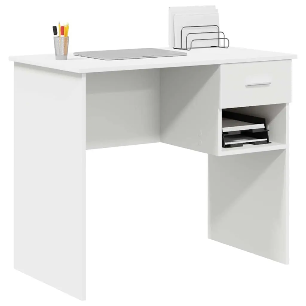 Writing Desk White Engineered Wood Office Study Furniture 90 x 49 x 75 cm